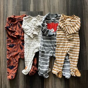 Bundle of 4 Baby Zip Up Sleepers – Size 6–9M (Mixed Brands)
